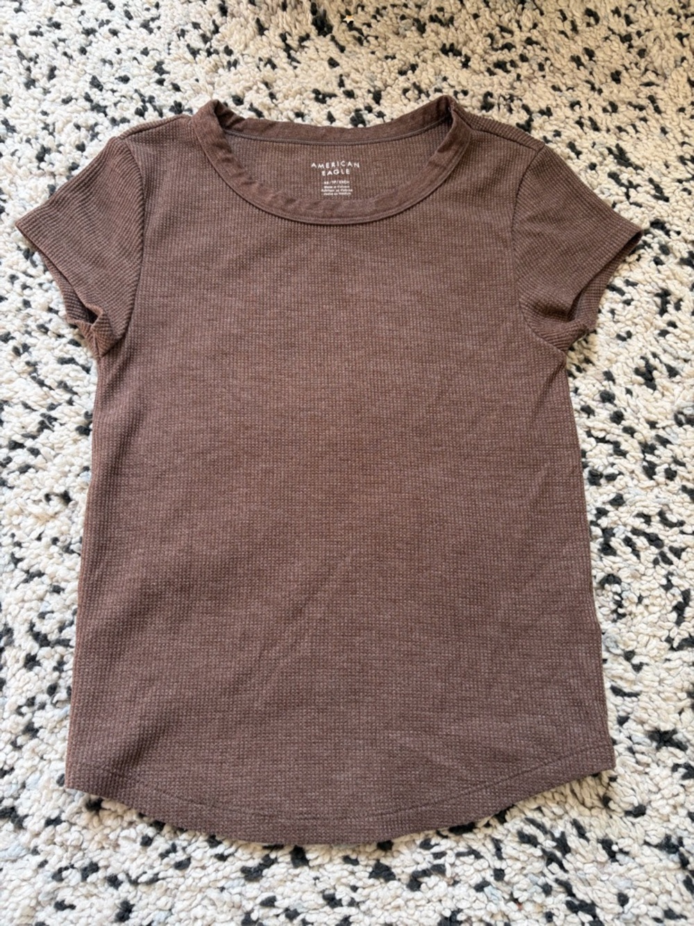 American Eagle Outfitters Chocolate Brown Ribbed Short Sleeve Tee